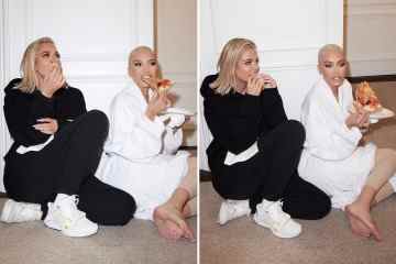Kardashian-Fans denken, dass Kim & Khloe in einem „inszenierten“ Bild „vorgeben“, Pizza zu essen