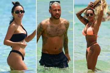 Neymar tummelt sich im Meer, während die umwerfende Schwester und Freundin Bruna im Ozean posieren