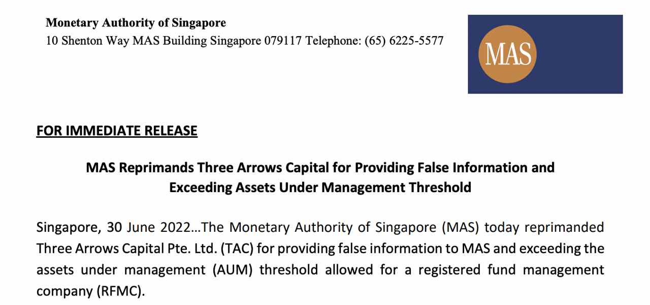 Der in Schwierigkeiten geratene Krypto-Hedgefonds 3AC wird von der Währungsbehörde Singapurs gerügt, die Liquidatoren nehmen die Liegenschaften von Su Zhu ins Visier