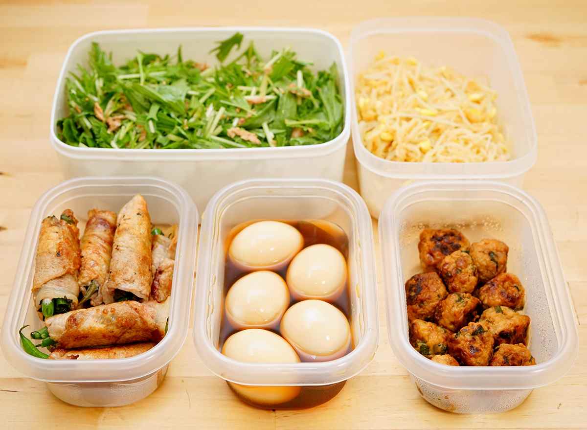 leftovers in open plastic containers
