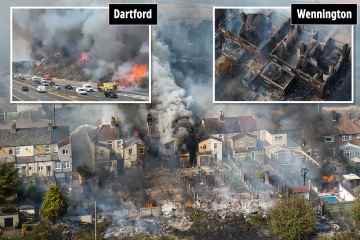 Familien rennen um ihr Leben, nachdem Häuser am heißesten Tag Großbritanniens in Flammen aufgegangen sind