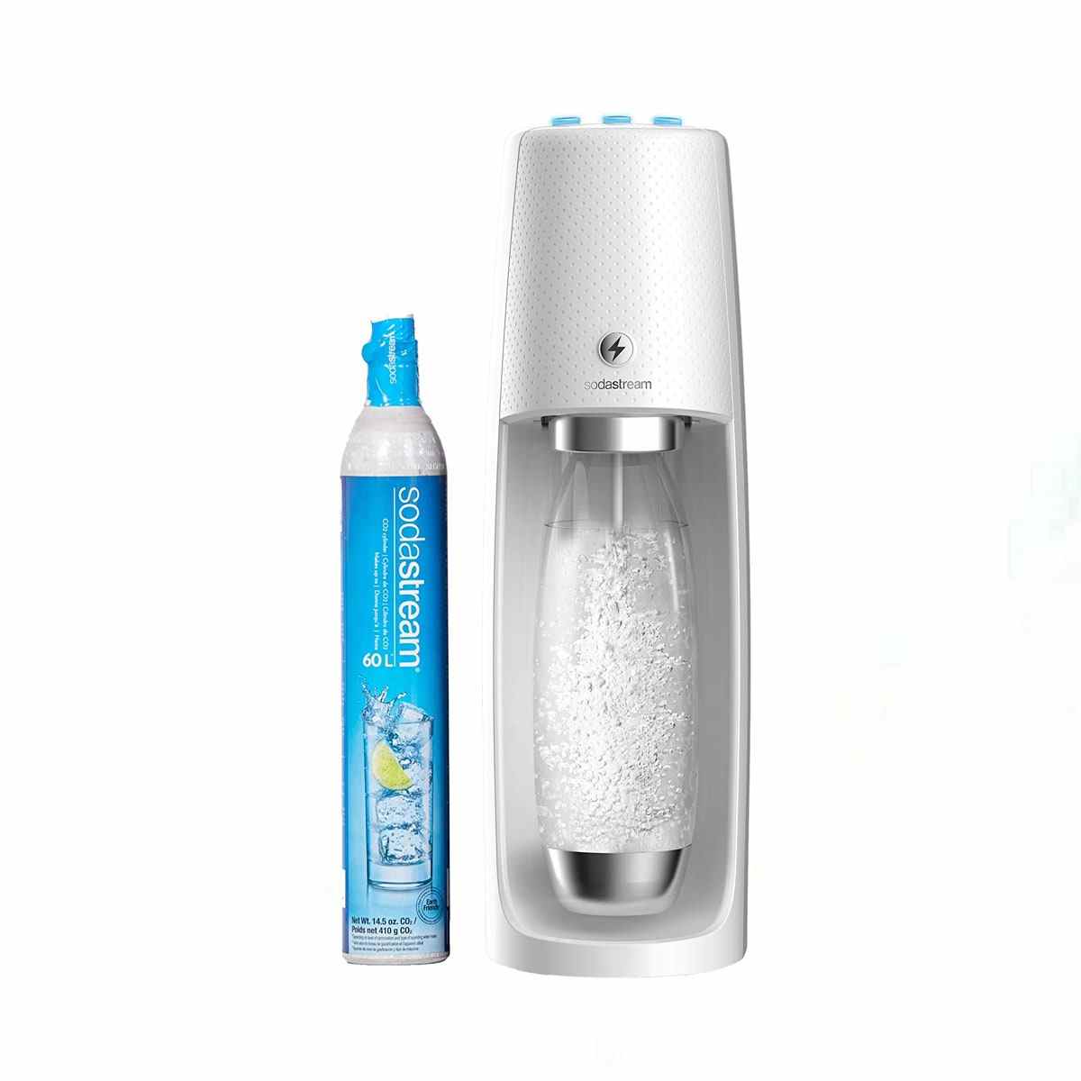 Weiß und Silber SodaStream 1011811011 Fizzi One Touch Sprudelwasserbereiter 
