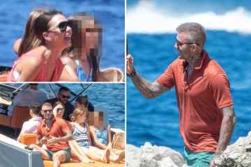 David Beckhams graue Haare zeigten sich im Urlaub mit Frau Victoria und Harper