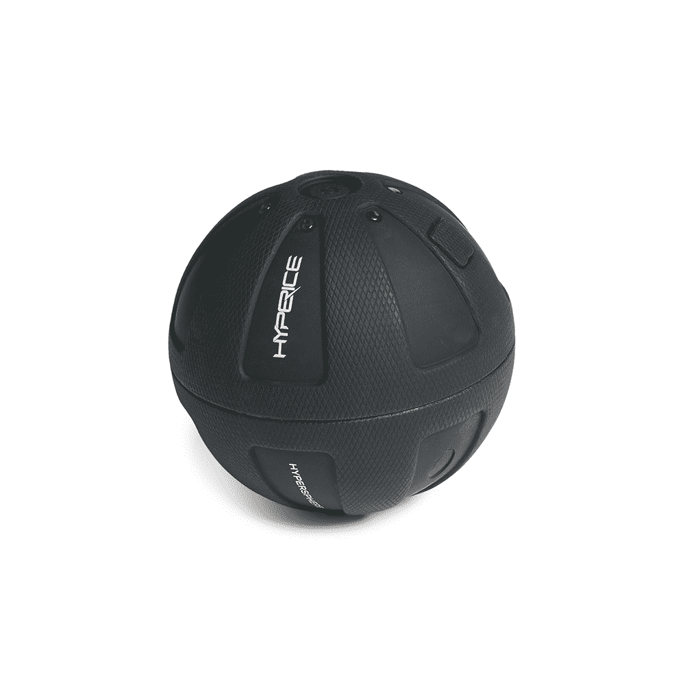Schwarzer Massageball auf weißem Hintergrund