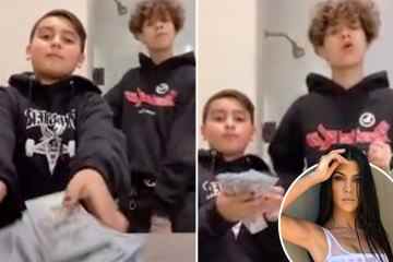 Kourtney Kardashians Sohn Mason, 10, winkt auf TikTok mit Bündeln von 100-Dollar-Scheinen