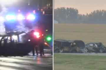 Frau und 5 Kinder getötet, als sie auf der Autobahn in die falsche Richtung fährt und auf ein Auto trifft