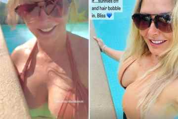 Carol Vorderman verwöhnt die Fans in ihrem Bikini mit einem Hingucker in ihrem Swimmingpool