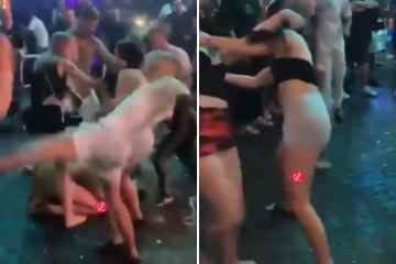 Das Video zeigt eine Massenschlägerei mit „Briten“, während Zuschauer schreien und Frauen am Boden mit Stiefeln schlagen