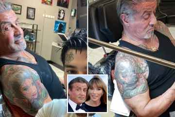Sylvester Stallone bekommt ein Tattoo von seiner Frau, das mit einem Bild von Rocky Dog Butkus bedeckt ist
