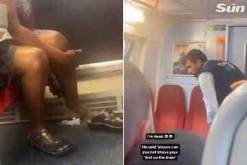 Beobachten Sie, wie eine schamlose Frau ihre FÜSSE im Zug ablegt und die Passagiere entsetzt zurücklässt