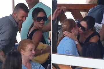 David und Victoria Beckham treffen während eines Urlaubs in Italien auf Sarah Ferguson