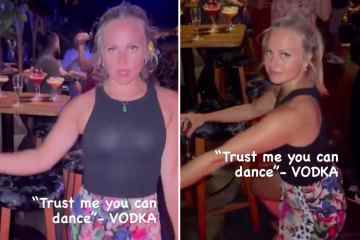 Tina O'Brien von der Coronation Street twerkt an einem mit Wodka angereicherten Abend