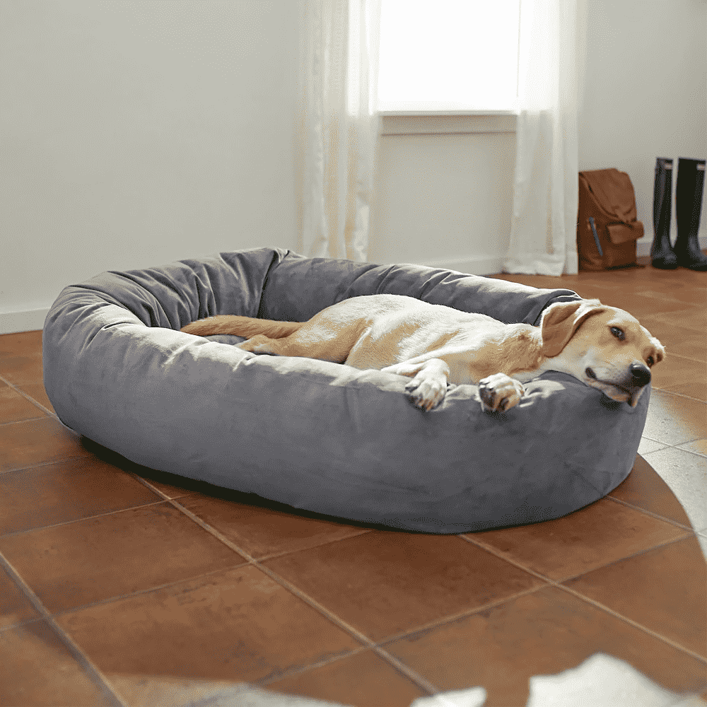 Frisco Velvet Round Bolster Hundebett mit abnehmbarem Bezug