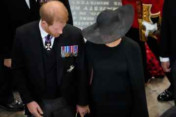 Harry und Meghan scheinen nach der Beerdigung der Queen Händchen zu halten