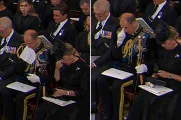 Edward und Sophie wischen sich während der Beerdigung der Königin die Tränen weg
