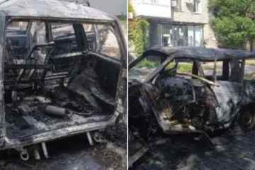 Putin-Oberst in der Ukraine durch „Autobombe“ getötet, während Aufnahmen brennende Wracks zeigen