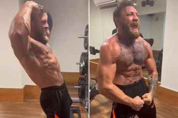 Conor McGregor sieht furchteinflößend aus, als Star seine Muskeln anspannt und Kriegsschreie ausstößt