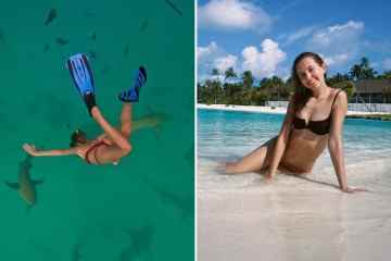 Rose Ayling-Ellis von EastEnders begeistert im Bikini, als sie mit Haien schwimmt