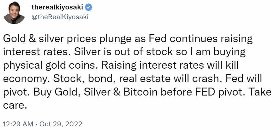 Robert Kiyosaki warnt davor, dass Aktien, Anleihen und Immobilien abstürzen werden, wenn die Fed die Zinserhöhungen fortsetzt – rät, Bitcoin vor dem Fed-Pivot zu kaufen