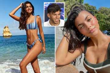 F1-Star Pierre Gaslys Freundin Kika Cerqueira Gomes verblüfft in einem gestreiften Bikini