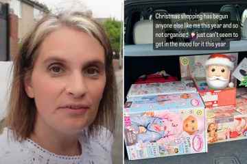 Sue Radford, Mutter von 22 Kindern, beginnt mit Weihnachtseinkäufen und teilt ihre Beute mit Leckereien