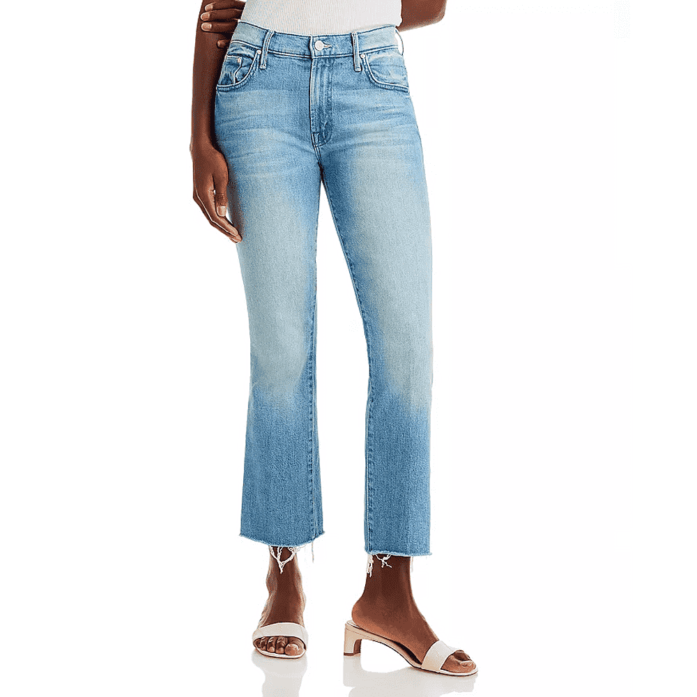Mother The Insider Bootcut-Jeans mit hohem Bund und Fransen