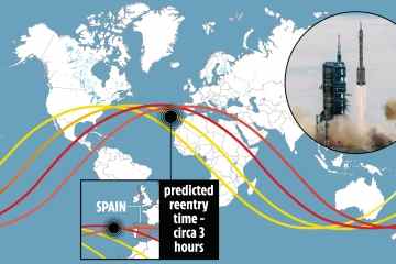 Spanisches Flugchaos, nachdem eine außer Kontrolle geratene chinesische Rakete über uns hinwegfliegt