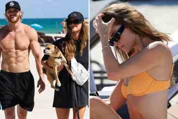 Logan Paul trifft vor dem großen Kampf seines Bruders mit seiner Model-Freundin Nina Agdal am Strand ein