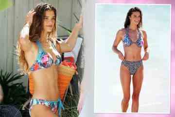 Model Nina Agdal zeigt ihre atemberaubende Figur in einem geblümten Bikini am Strand von Miami