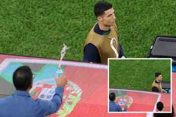Fan aus Marokko gegen Portugal rausgeworfen, weil er Cristiano Ronaldo mit Wasser beworfen hat