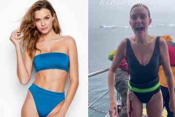 Josephine Skriver begeistert im blauen Bikini, nachdem sie sich für den Polarsprung ausgezogen hat