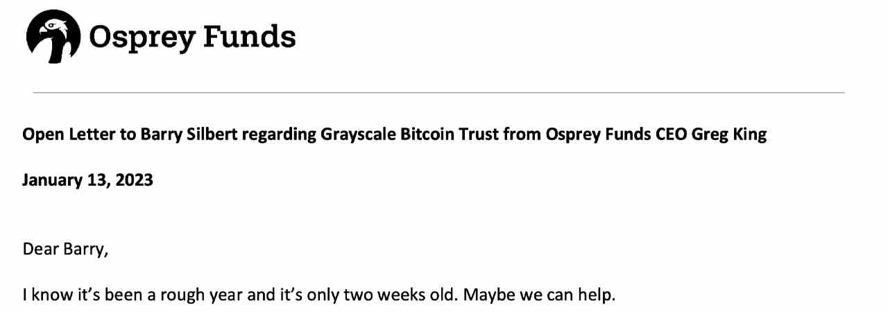 Osprey wetteifert um die Kontrolle über den Bitcoin Trust von Grayscale;  Justin Sun von Tron bietet an, bis zu 1 Mrd. USD in DCG-Vermögenswerte zu investieren