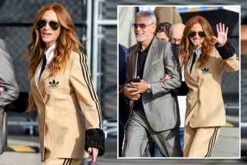 Julia Roberts, 54, begeistert im Gucci X adidas Trainingsanzug neben George Clooney