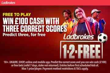 1-2-Free: Gewinnen Sie £100 in CASH, wenn Sie mit Ladbrokes drei Punkte richtig vorhersagen