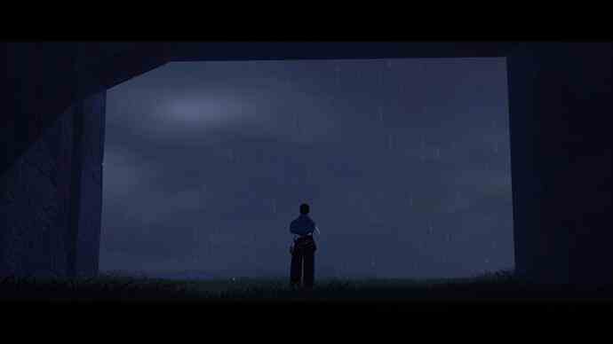 Saisonrückblick - Die Silhouette der Figur blickt nach außen in einen sternenklaren Nachthimmel