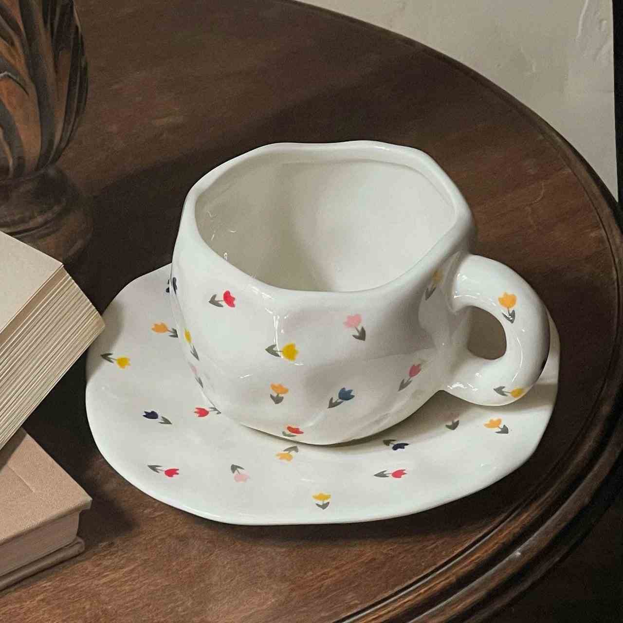 Keramik-Blumen-Tassen-Set