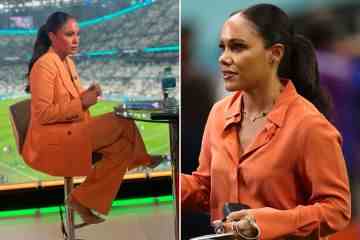 Alex Scott zieht sich von der BBC wegen eines orangefarbenen WM-Berichterstattungs-Outfits schick an