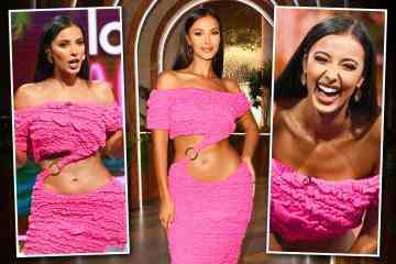 Maya Jama brutzelt beim epischen Love Island Aftersun-Debüt in einem ausgeschnittenen rosa Kleid