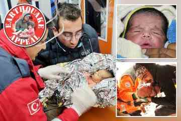 Neugeborene Babys unter denen, die aus Erdbebenruinen geschleppt wurden, als Retter weinten
