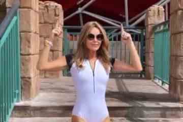 Amanda Holden sieht in einem weißen Neoprenanzug in Dubai unglaublich aus