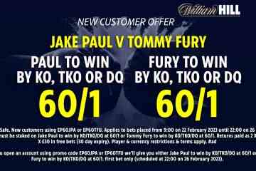 Bringen Sie Jake Paul oder Tommy Fury dazu, über KO, TKO oder DQ bei 60/1 mit William Hill zu gewinnen