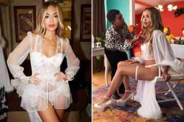 Rita Ora sieht unglaublich aus, als sie sich nach der Bestätigung der Hochzeit in Brautwäsche auszieht