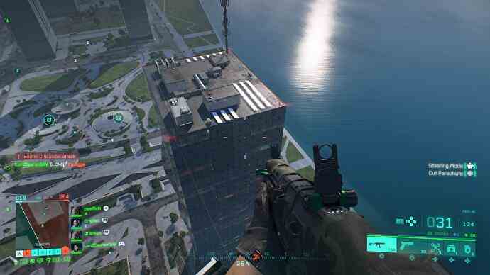 State of the Game Battlefield 2042 – Zielen Sie aus einem Helikopter auf die Spitze eines Wolkenkratzers
