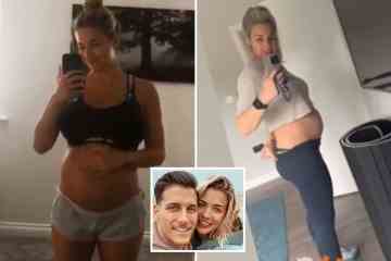 Der schwangere Strictly-Star Gemma Atkinson kreischt, als sie versehentlich einen Tanga zeigt