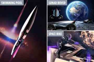 Zu den Sci-Fi-Moon-Fahrzeugen von Lexus gehören ein gleitender Swimmingpool und ein Weltraumfahrrad