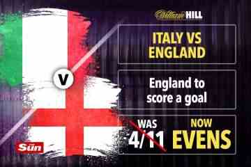 Italien gegen England BOOST: Holen Sie sich drei Löwen, um bei EVENS mit William Hill zu punkten