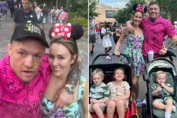 Dee Devlin in Liebesbildern mit Conor McGregor, während sie Kinder nach Disneyworld bringen