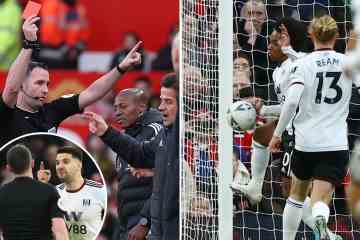 Sehen Sie sich Fulham IMPLODE gegen Man Utd an, während Mitrovic den Schiedsrichter schießt und drei rote Karten gezeigt werden