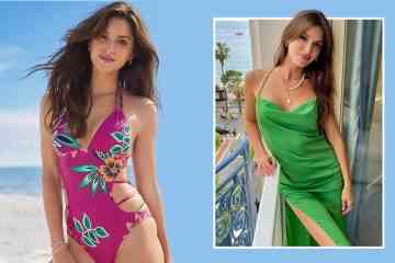 Model Gigi Paris, 30, begeistert in einem geblümten Badeanzug