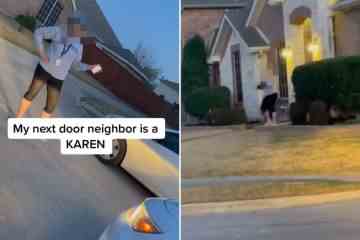 Beobachten Sie, wie eine verrückte „Karen“ die Nachbarin beschuldigt, zu viele Plätze eingenommen zu haben